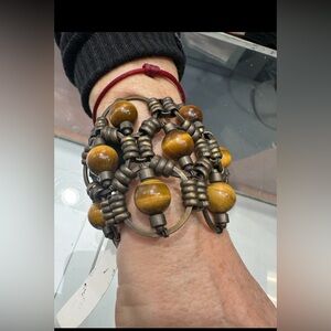 Auden chunky wide tiger eye stones bracelet new